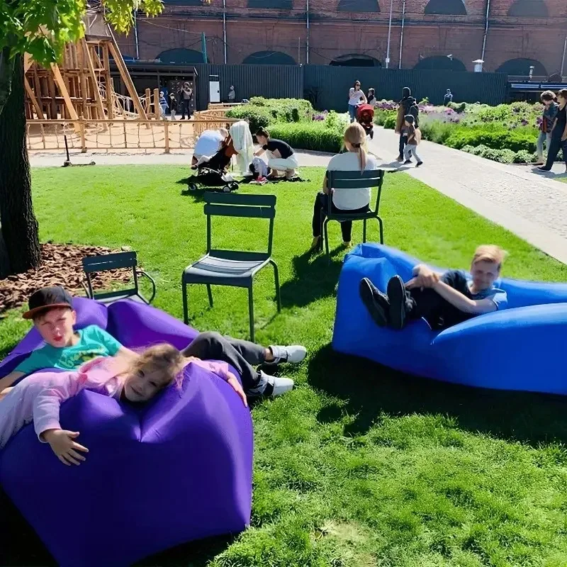 Outdoor Portable Inflatable Sofa Outdoor Seating Inflatable Air Inflatable Lounger Blow Up Chair Bag Banana Camping Bed Beanbag view 5