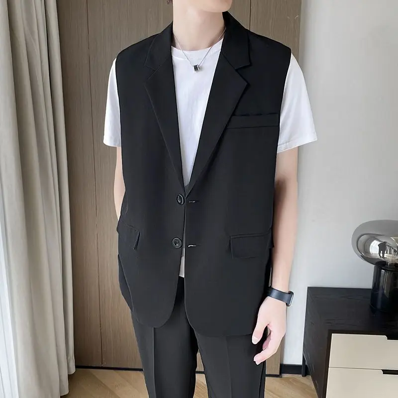

New Arrival Summer Men's British Style High Quality Thin Blazer Vest Stylish Versatile Solid Color Outerwear