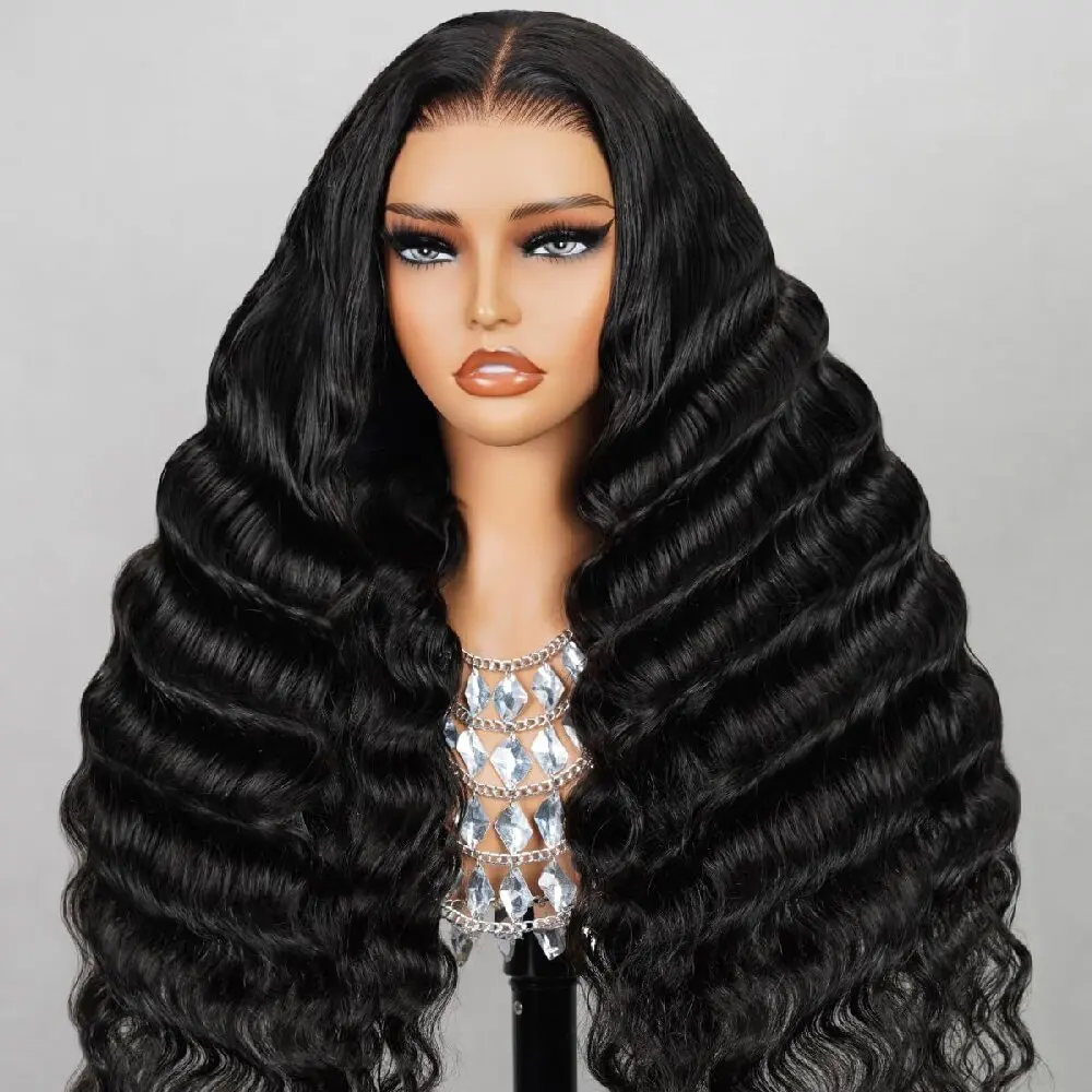 

40 42-дюймовые человеческие волосы 5x5 13x4 HD Парик фронтальной части шнурка Глубокая волна человеческих волос 13x6 Парик фронта шнурка Предварительно выщипанный парик из бразильских человеческих волос