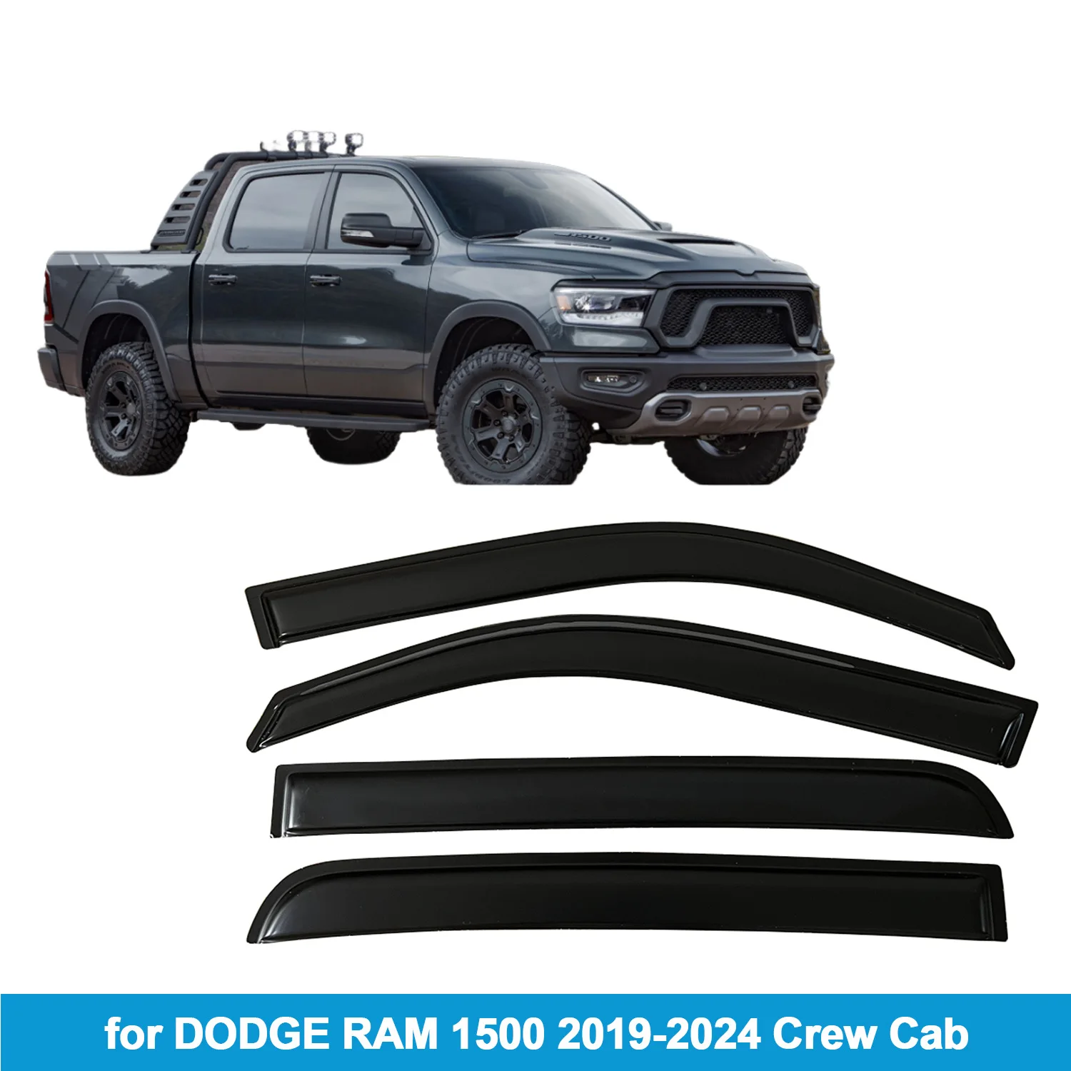 dodge-ram-1500-クルーキャブ-2019-2026用-ウィンドデフレクター-レインガード-ウィンドウバイザー-ドアバイザー-ベントシェード-ベントバイザー