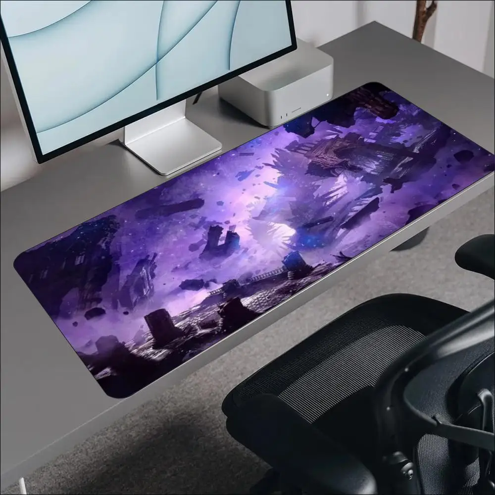 Purple Nebula Galaxy Space XXL Gaming Mouse Pad Non-slip Rubber Base Stitched Edges Desk Mat for Galaxy Space Fans Desktop