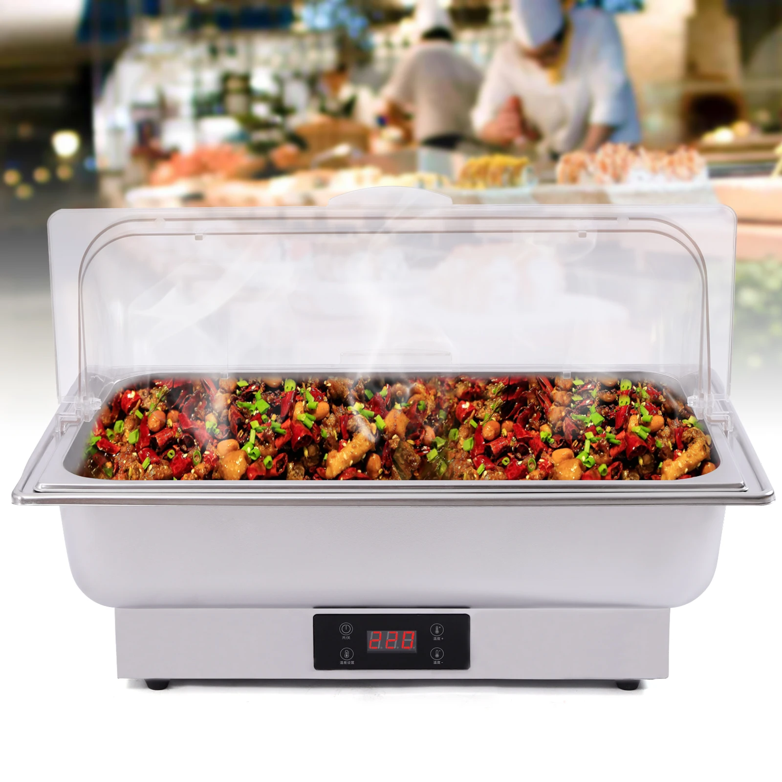 14L/14QT Chafing Dish Set Anti-slip Foot Pad Buffet Food Warmer With Food Tray +Clip Anti-dry Electric Chafing Dish Buffet Stove