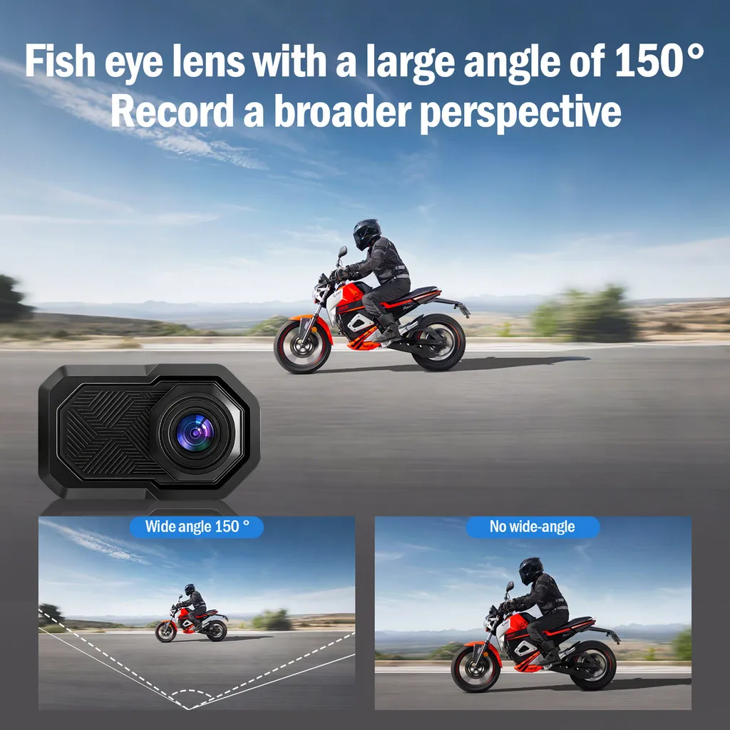 2K Full HD Motorcycle Dash Cam WiFi IP66 Waterproof Shockproof Motorbike Video Recorder Loop Recording Riding Safety Camera