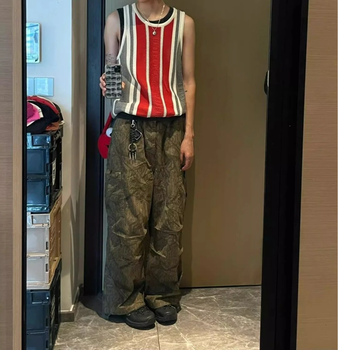 

2026 Color Matching Striped Knitted Outer Vest Men's Summer Slim-fit Versatile Casual Sleeveless Top