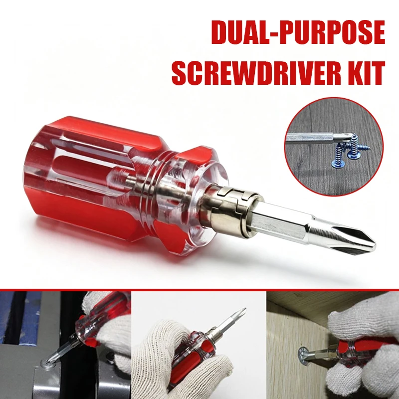 2 In 1 Dual Purpose Radish Head Screwdriver Kit Mini Portable Magnetic Slotted  Flat Head Phillips Screwdriver Hand Repair Tool
