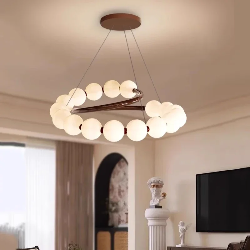 TechHPModern Round Restaurant Glass LED Pendant Lights Luxury Simplicity Home Decoration For Living Room Bedroom Study Hall Chan