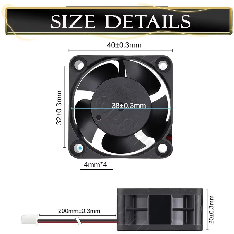 Gdstime 4020 DC 24V 5V Wentylator do Drukarki 3D 40mm Podwójne Łożysko Kulkowe 2PIN 3PIN 4PIN Mini Wentylator Chłodzący Obudowę Komputera 40x40x20mm 12V Osłonowy Chłodzik — zdjęcie produktu 5