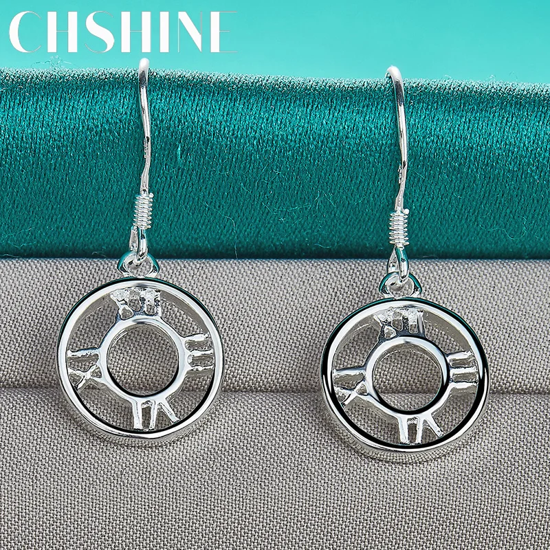 

CHSHINE 925 Sterling Silver Round Roman Numerals A Pair of Earrings Eardrop for Women Ladies Banquet Party Fashion Jewelry