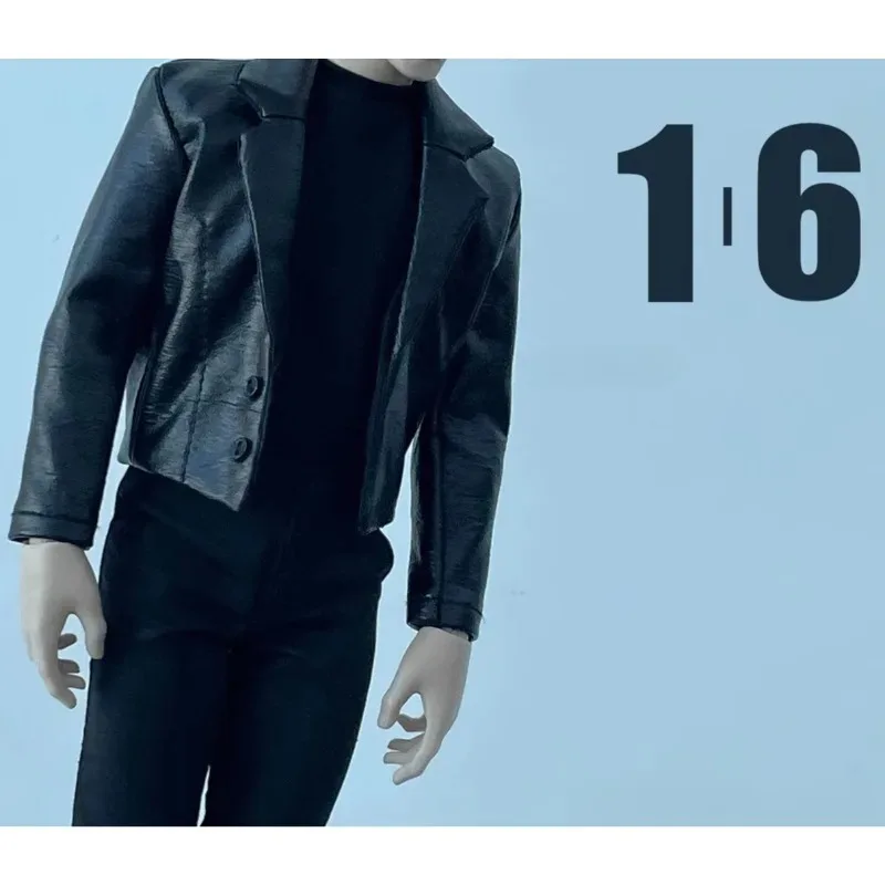 Nieuwe Collectie 1/6 Schaal Mannelijke Soldaat Mode Trendy Zwart Lederen Jas Tops Geen Lichaam voor Gebruikelijke 12 inch Slim Body Action Collectable