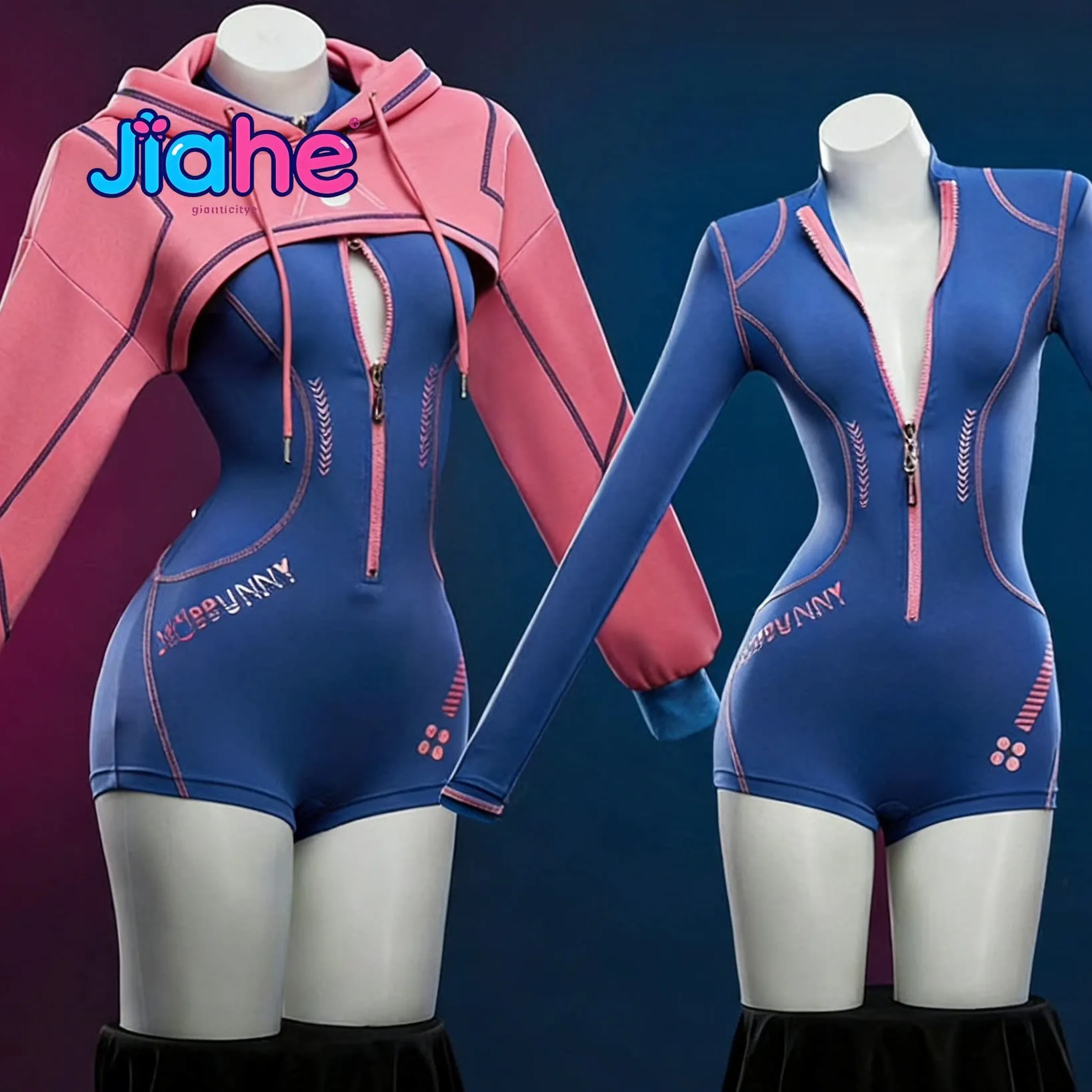 In stock D.Va Overwatch Cosplay Costume Women's Man Sweet Rabbit Hoodie jumpsuit Halloween Carnival casual daily D.Va suit view 3