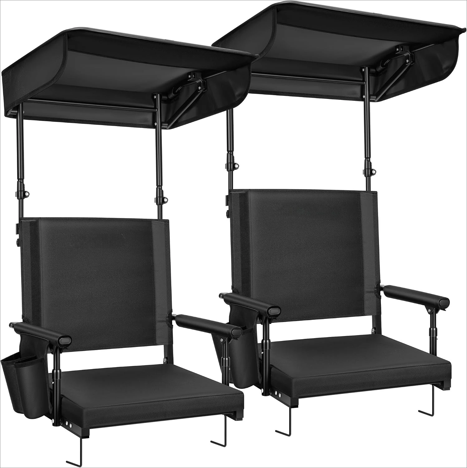 Portable Stadium Seat with Sunshade Canopy and Back Support, Folding Bleacher Chair for Sports Events
