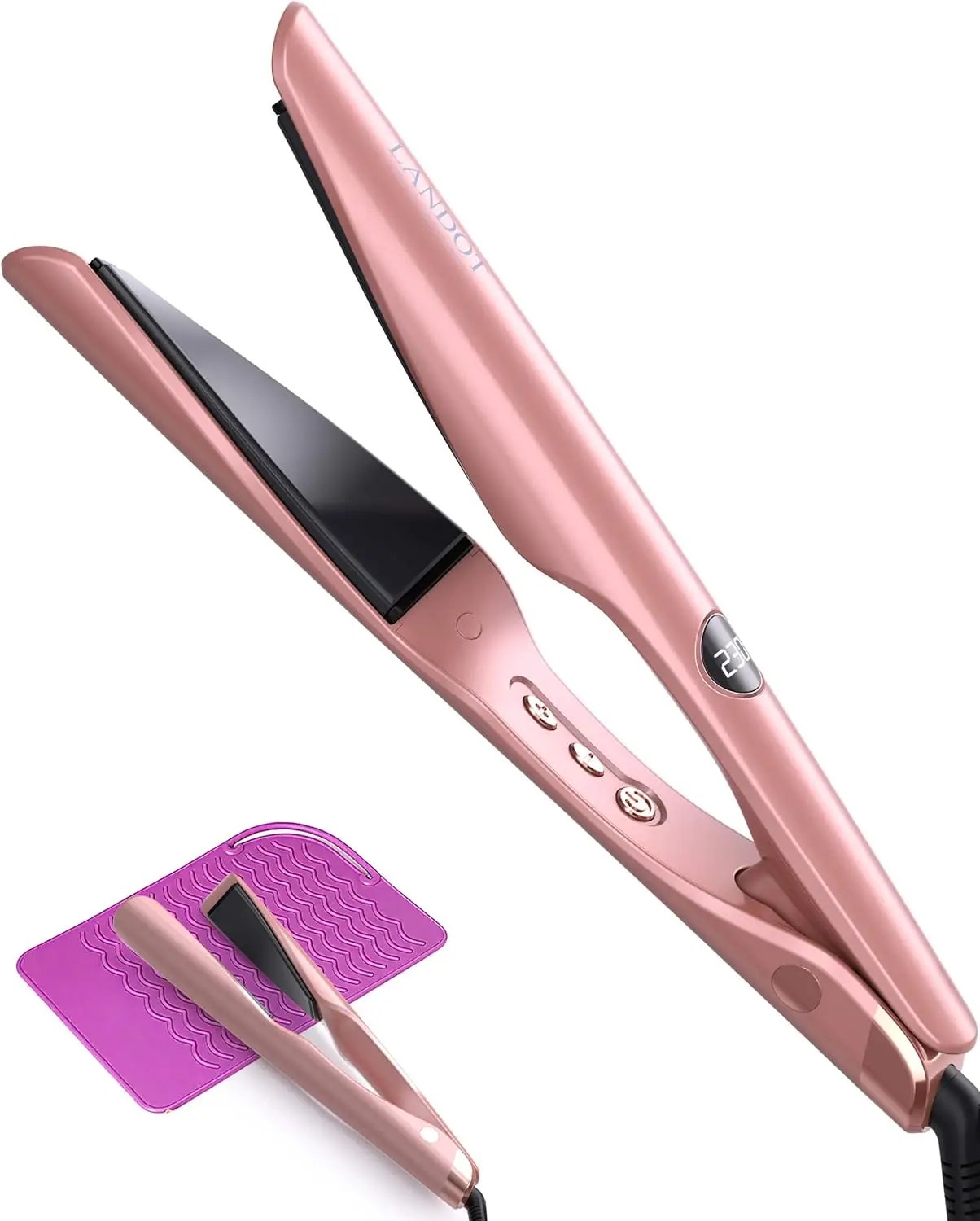 

2-in-1 Hair Straightener & Curler with Ceramic Plates, 12 Temp Settings, Dual Voltage for Travel & Home Use