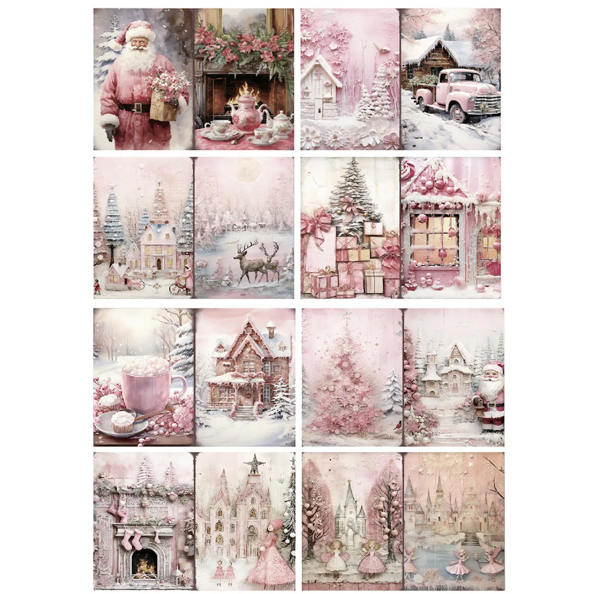 8 أوراق/حزمة عيد الميلاد A5 ورق منقوش من جانب واحد، ألبومات DIY، سجل القصاصات، ورق خلفية مزخرف لصنع البطاقات