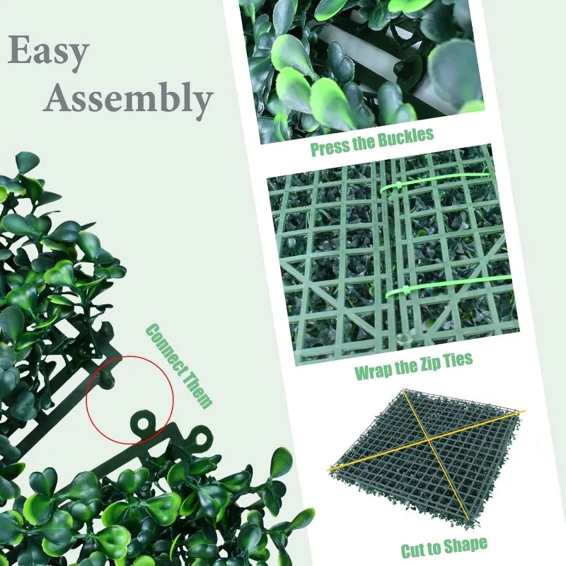 Painéis de buxo de setos artificiais de 20 "x 20" parede de grama de setos de buxo verde vegetação tapetes de plantas UV estáveis