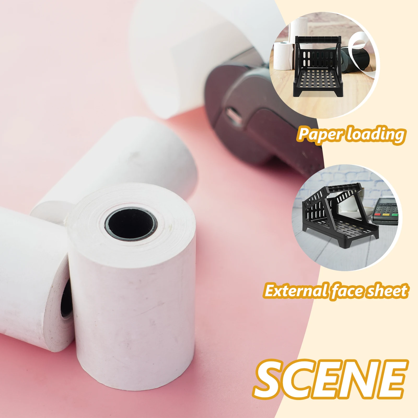 

Thickened ABS External Printer Stand White Desktop Shipping Label Holder Space Saving Thermal Label Rack Hidden Cable for Reels