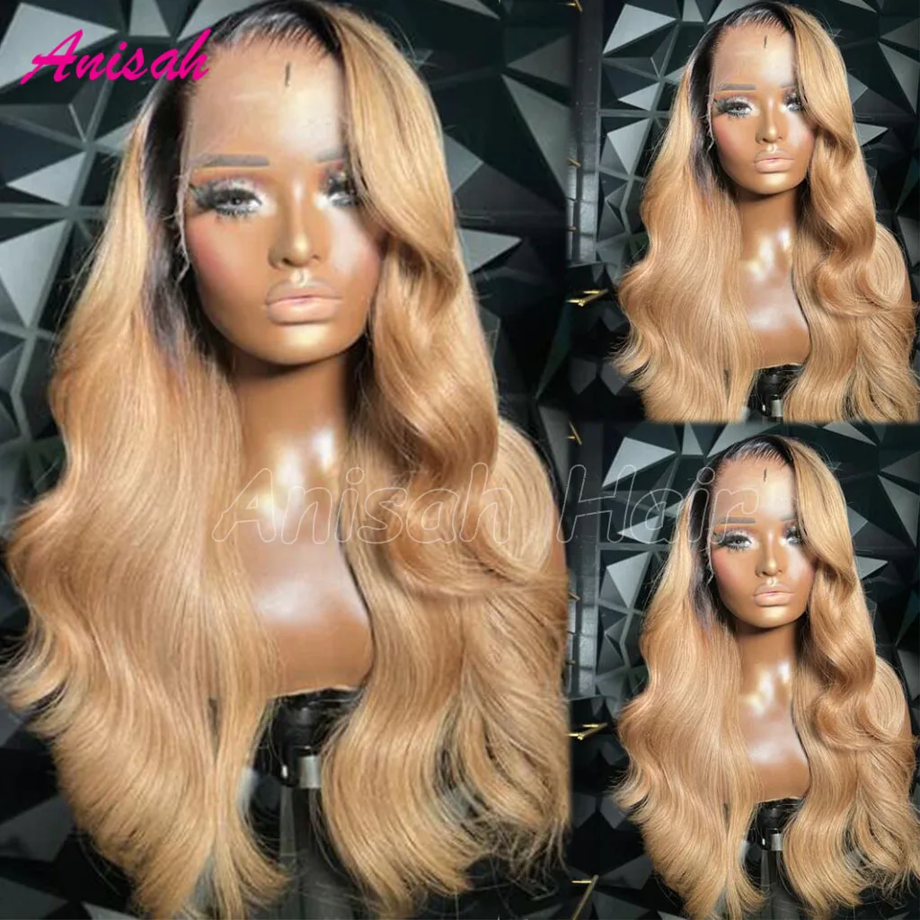 

Vietnamese Hair Ombre Lace Front Wig for Women Glueless Honey Blonde Colored Lace Front Human Hair Body Wave Wigs PrePlucked