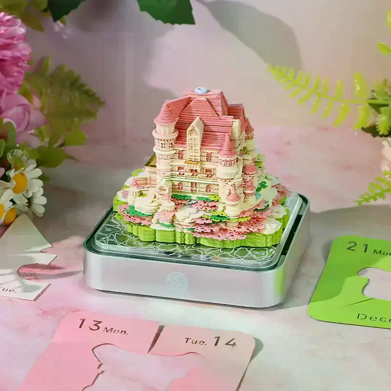 Piece Calendar 2027 Desk Calendar With LED Light 3D Tear-away Calendar Paper Carving Art Memo Pad Notepad Desktop Decor Time