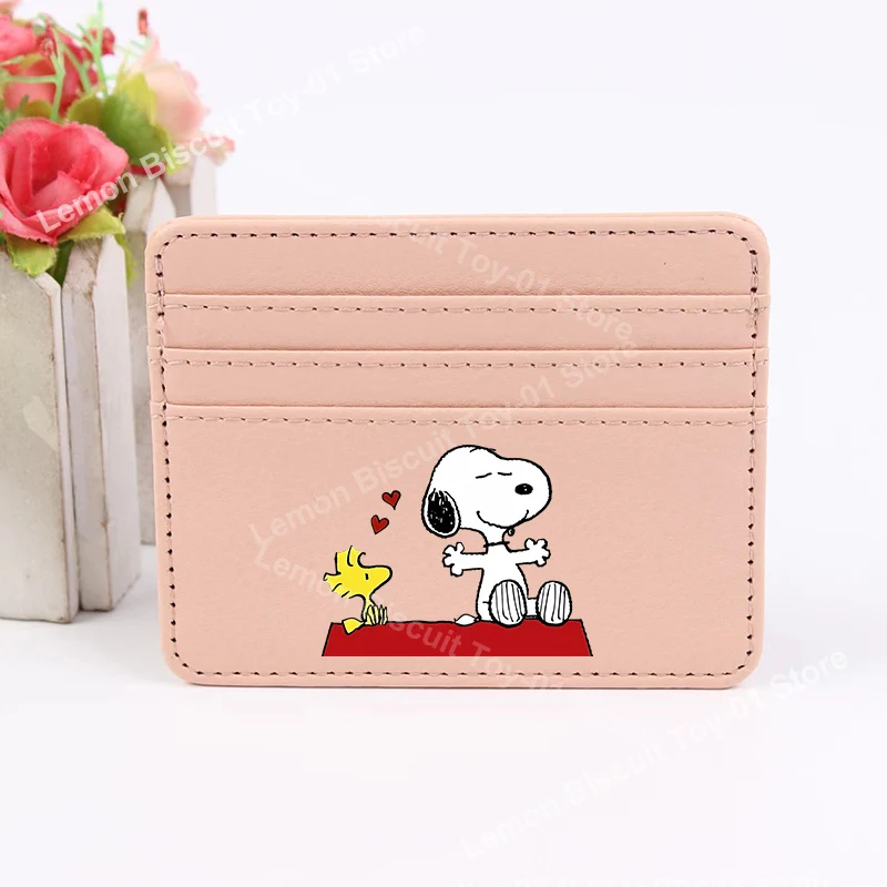 Snoopys-Mini billetera delgada y bonita para tarjetas de crédito bancarias, funda de identificación de negocios para hombre, Bolso pequeño de cuero PU para mujer, regalos de cumpleaños