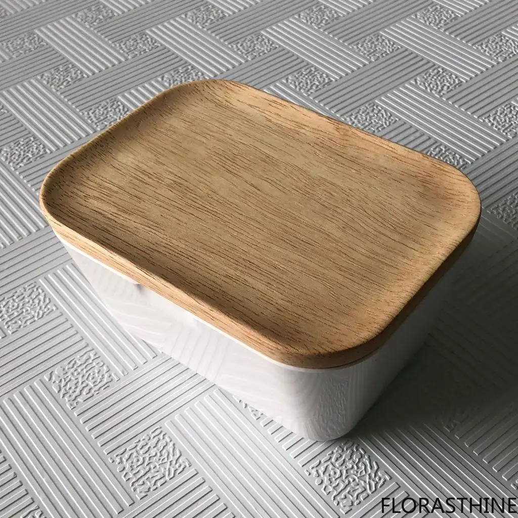 Butter Dish Melamine Butter Cheese Milk Keeper Container with Lid, Wooden Keep Fresh for Home Kitchen Restaurant Use