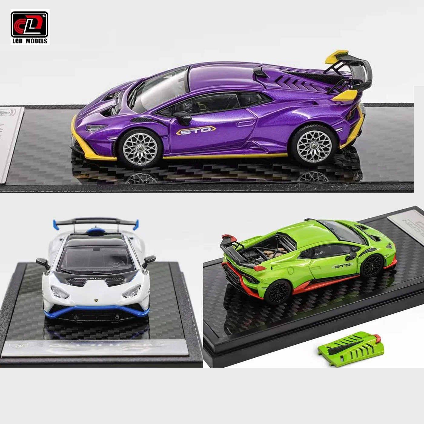 

LCD 1:64 Huracan STO Purple White Green Diecast Model Car