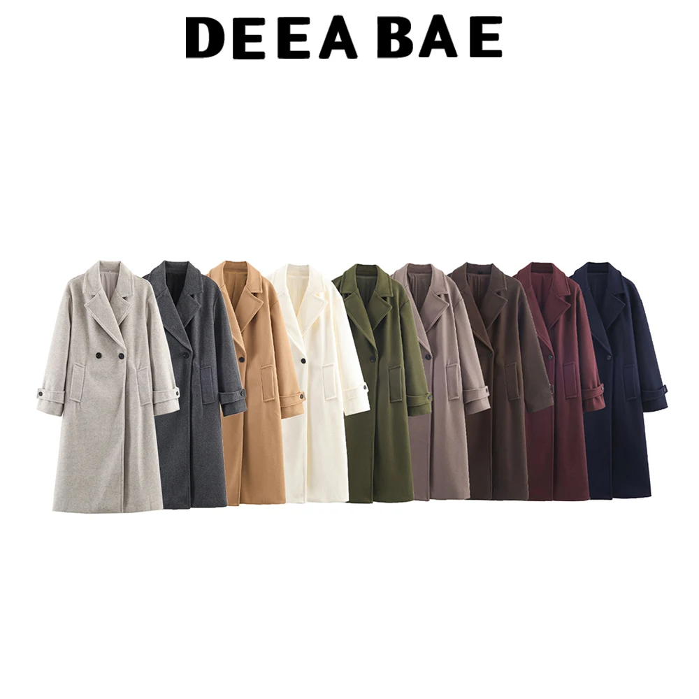 

DEEABAE Winter new women's clothing high-end and versatile soft and loose collared windbreaker long sleeved coat outerwear