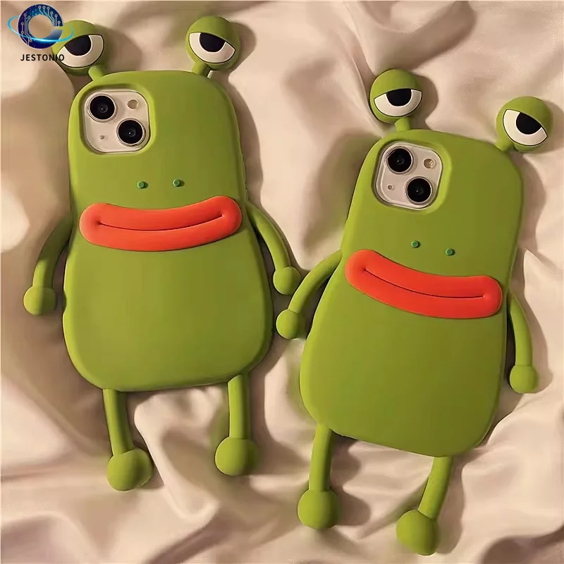 

3D playful and creative frog phone case suitable for 16 Pro Max 15 14 13 12 Plus, a full protective case for limb movement