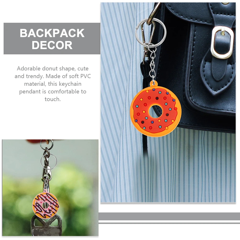 

18Pcs Donut Keychain Pendants Adorable Doughnut Shape Soft PVC Hanging Charms for Bag Keys Backpack Decoration