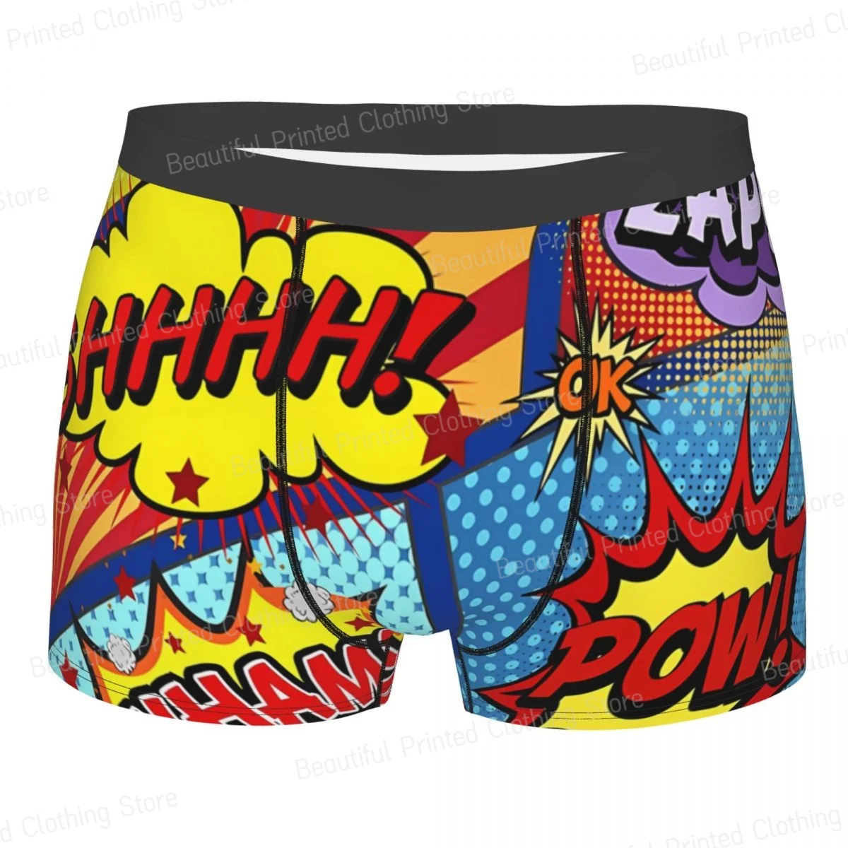 Colorful Comic Book Panels Man's Boxer Briefs Underpants Pop Art Graffiti Highly Breathable High Quality Gift Idea