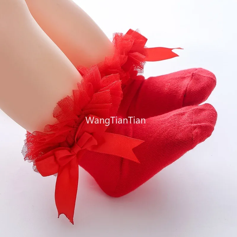 

1 Pair Children's Lace Short Socks Infant Toddler Baby Sock Girls Kids Princess Bowknot Lace Floral Short Socks Cotton Socks