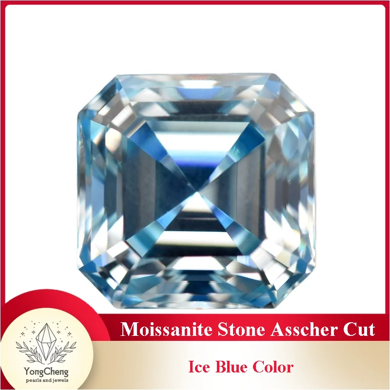 

Moissanite Stone Asscher Cut Ice Blue Color Advanced Jewelry Material Pass Diamond Tester for jewel making with GRA Certificate