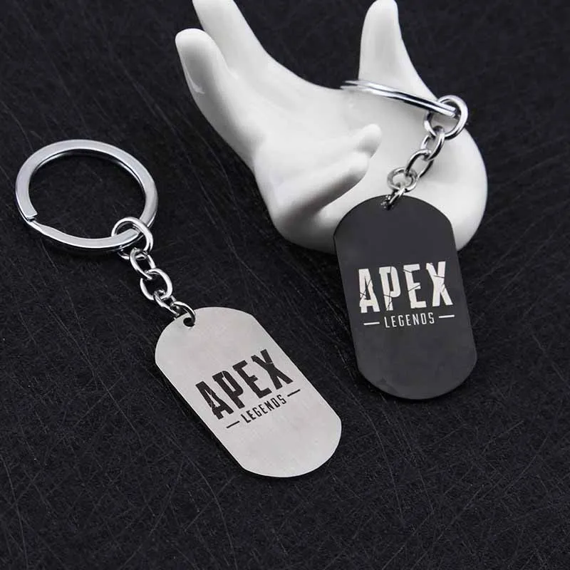 Hot FPS Game Apex Legends Keychain Fashion Stainless Steel Metal Square Shape Logo Engraved Keyrings Gift Souvenirs Jewelry