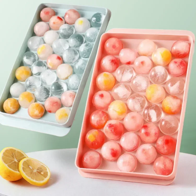 33 Grids Plastic Round Ball Ice Box Round Ice Ball Ice Tray Mold Moulds Ice Ball Maker 3D Round Ice Cube Tray with Lid Plastic
