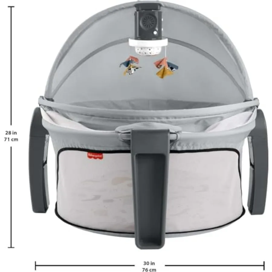 Portable Baby Bassinet and Play Space Deluxe On-the-Go Projection Dome with Lights Music and Canopy Paper Shapes in Soft White view 6