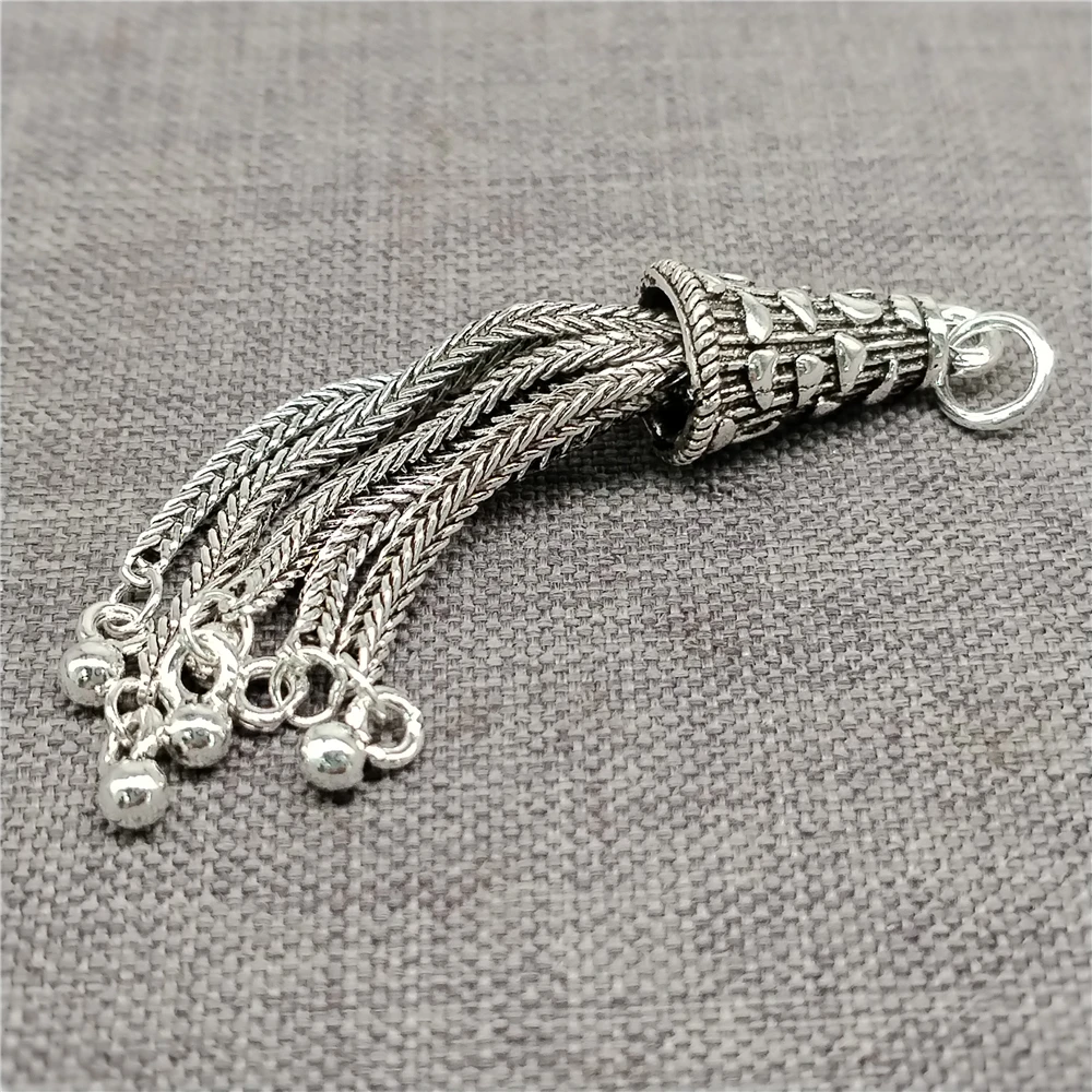 

925 Sterling Silver Bali Wheat Chain Tassel Charm Pendant for Necklace