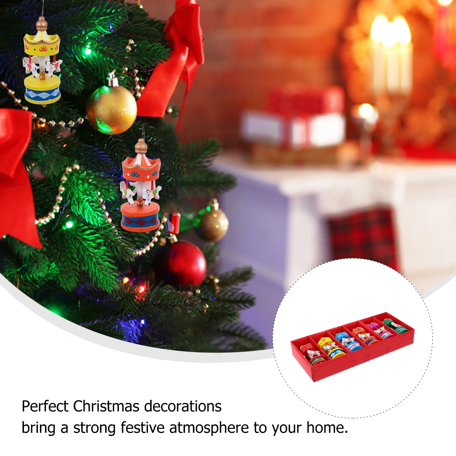 

1Set Merry-Go-Round Christmas Pendant Creative Holiday Decoration Home Christmas Tree Ornament Souvenir