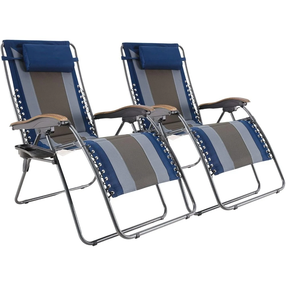 

Oversized Zero Gravity Chair, Padded Reclining Lounge Chair With Adjustable Headrest & Cup Holder, Heavy Duty Support 350 Lbs,