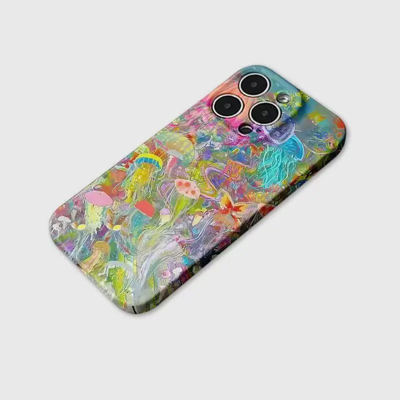 Colorful Color jellyfish Case For iPhone 11 Funda iPhone 16 17 16E 13 14 15 Pro Max 12 7 8 Plus SE 16promax 13promax Cover