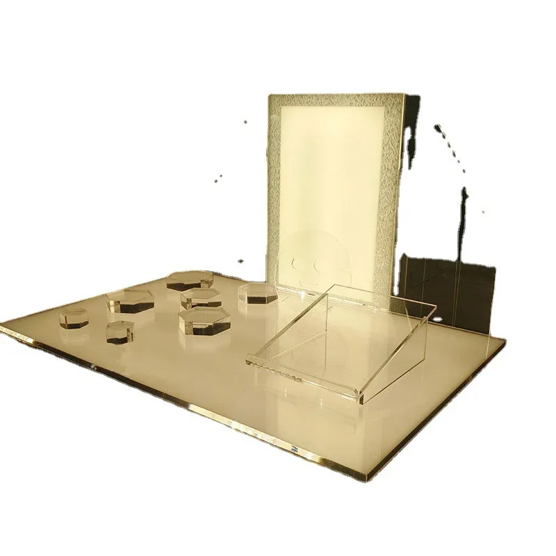 LED luminous acrylic makeup and skin care products display counter, desktop cosmetics table