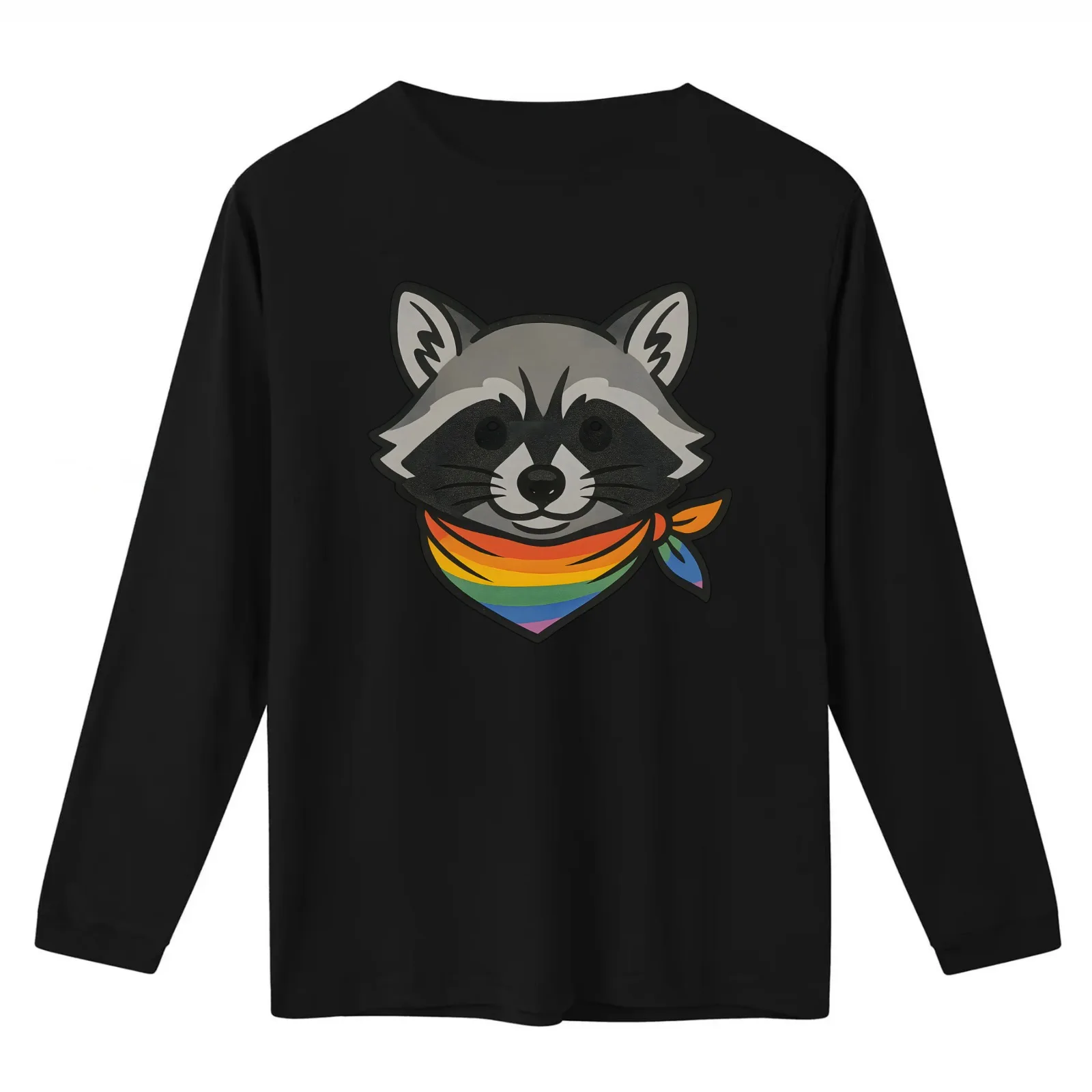Racoon With Rainbow Bandana T-Shirt Summer Casual Cotton Tee Oversized Streetwear Tops Vintage Graphic Print 100% Cotton