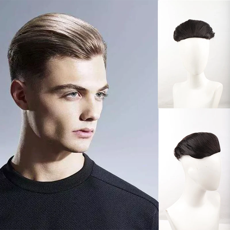 

Pageup Synthetic Men's Wigs Short Hair Top Topper Hairpins For eheads Men's Hair Replacement Natural Man Hairpiece Male Wigs