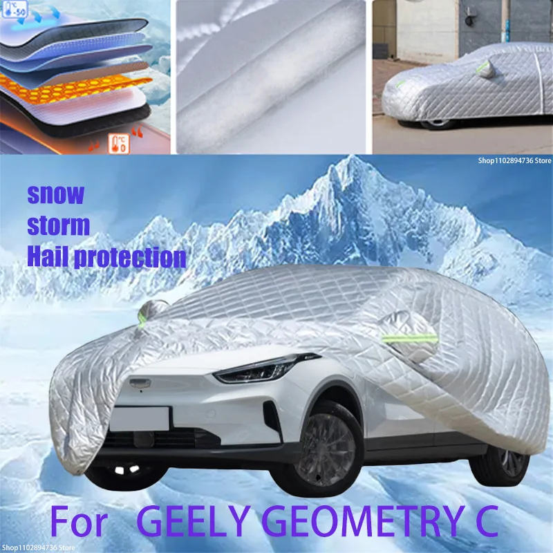 

For GEELY GEOMETRY C Outdoor Cotton Thickened Awning For Car Anti Hail Protection Snow Covers Sunshade Waterproof Dustproof