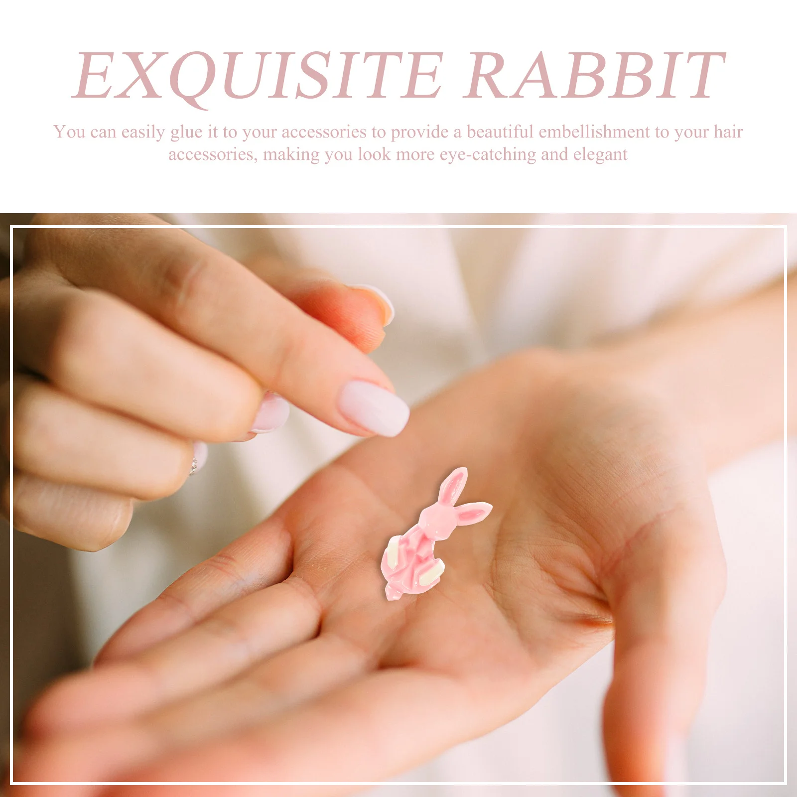 

20Pcs Pink Rabbit Resin Flatback Charms Lightweight DIY Hair Accessories Scrapbooking Jewelry Bunny Pendants Rabbit Hair Clips