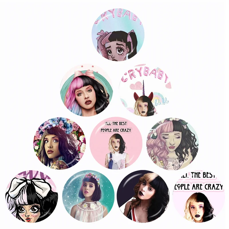 Melanie Martinez Pop Music Crybaby 10Pcs 12mm/16mm/18mm/20mm/25mm/30mm Round Photo Glass Cabochon Demo Flat Back Making Finding