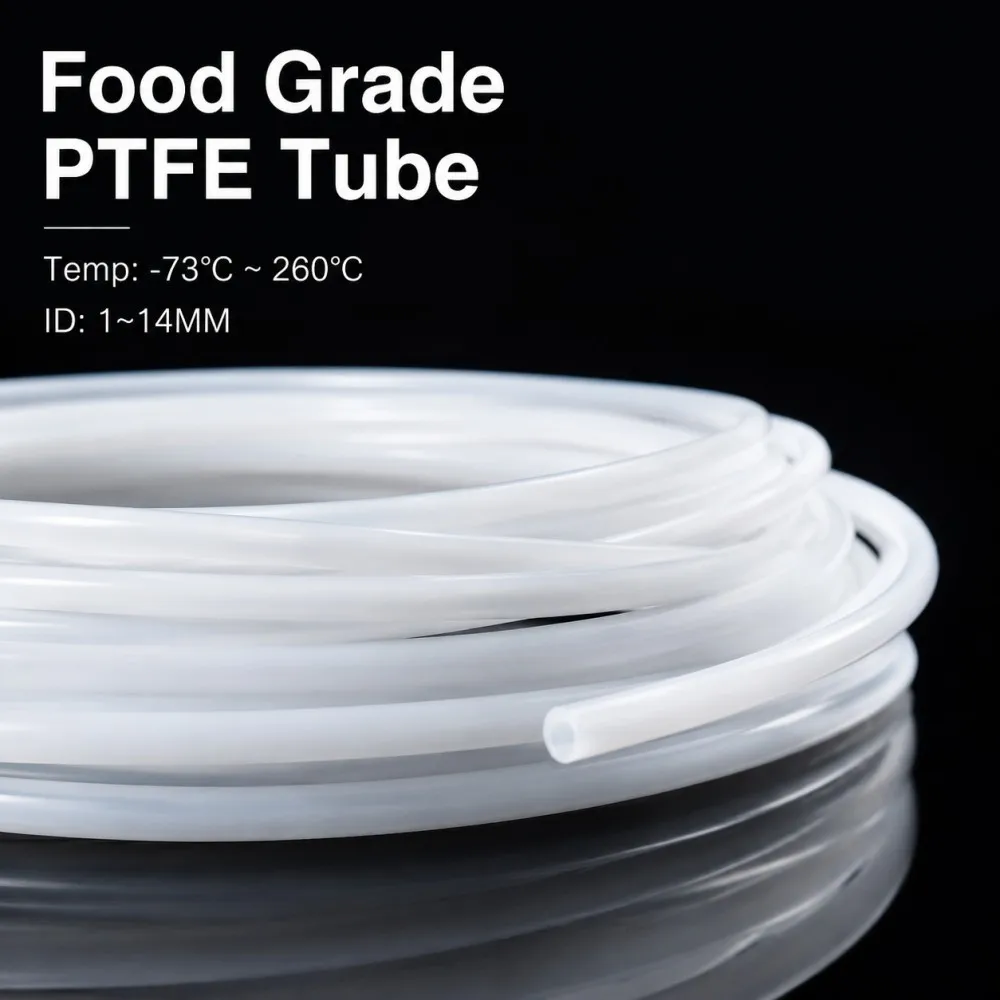 PTFE Tube Insulated Hose 600V Rigid Pipe ID 1/2/3/4/5/6/7/8/9/10/14mm High Tempe & Corrosion Resistance Insulating Tubing White
