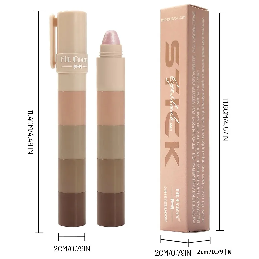 Wielofunkcyjny sztyft do cieni do powiek 5 w 1, wodoodporny, długotrwały, nie rozmazuje się, jedwabisty rozświetlacz, perłowy brokatowy pisak z połyskiem.