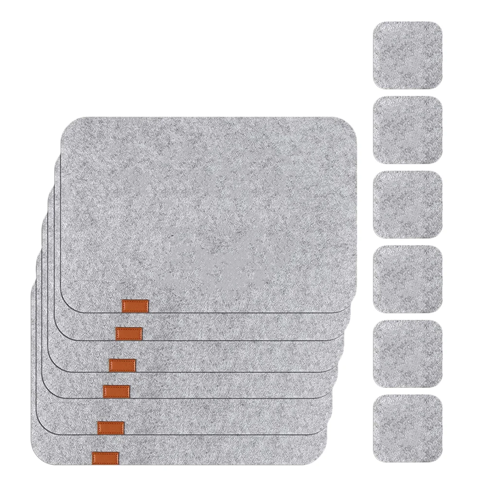 

12 Pcs Grey Felt Placemat Coaster Set Heat Resistant Absorbent Washable Table Mats for Dining Wood Marble Glass