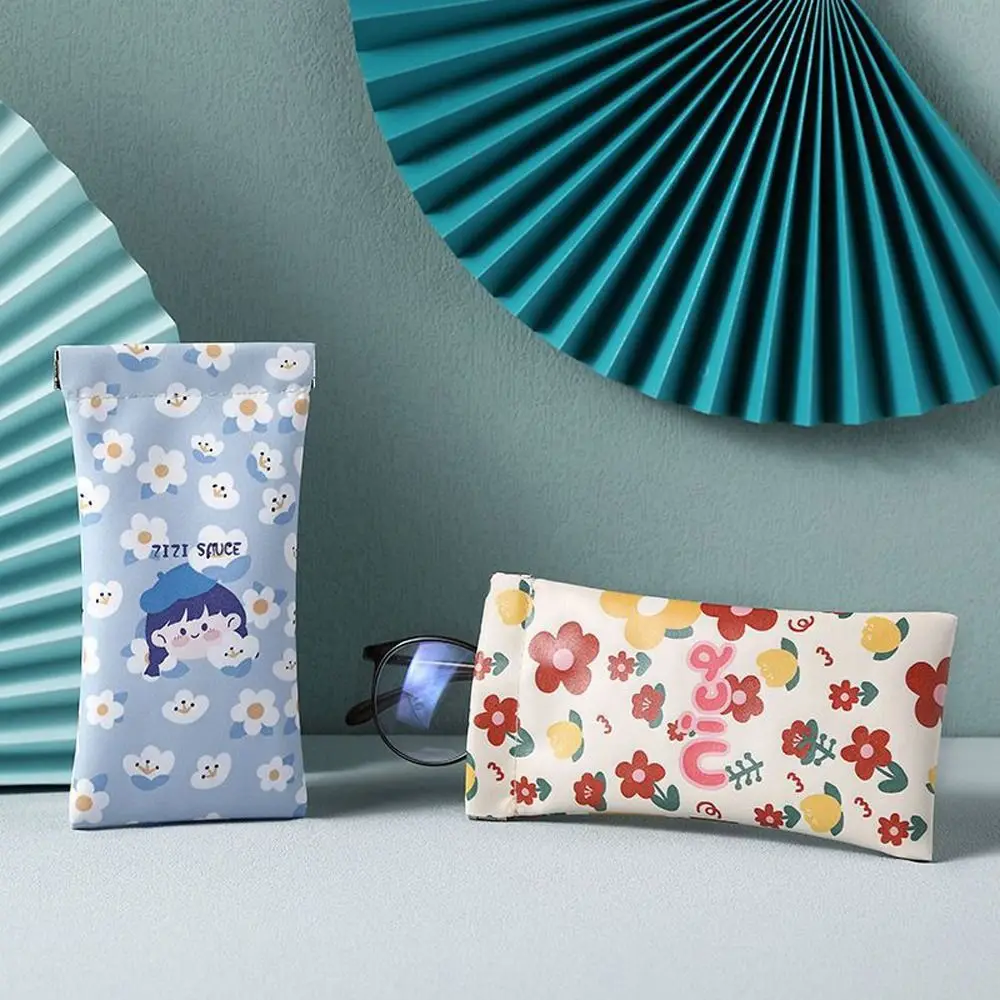 Girl Flower Small Storage Bag Coin Purse Eyeglasses Holder Sunglasses Bag Women Spring Bag Cosmetic Bag PU Leather Glasses Case