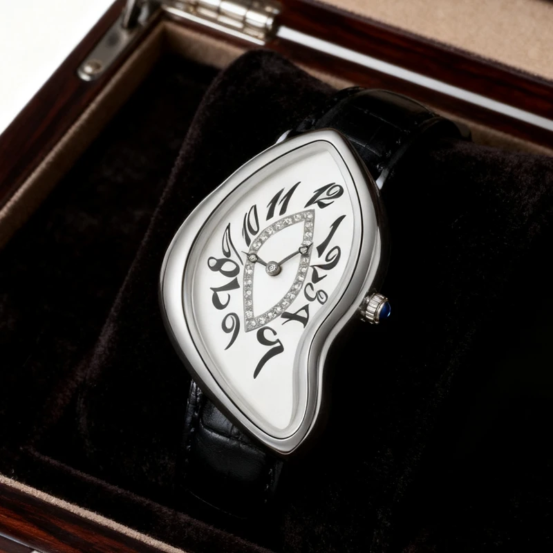 

Y2K Средневековая коллекция Инновационные кварцевые часы неправильной формы с кожаным ремешком Модные авангардные нишевые дизайнерские кварцевые наручные часы