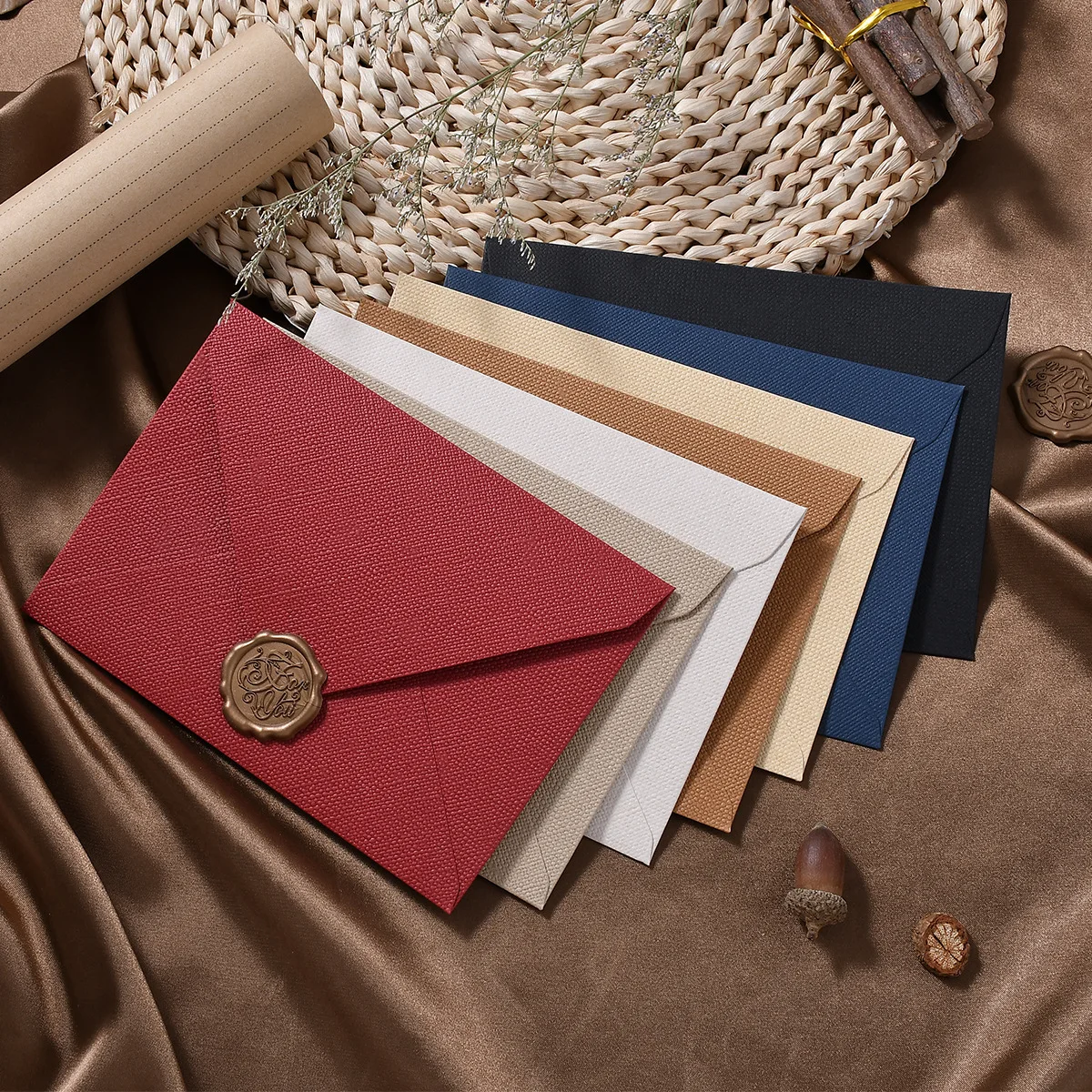 10 Pcs Retro Linen Pattern Envelope Girlfriend Confession Letter High End Business Invitation Postcard Invitation Letter Cover