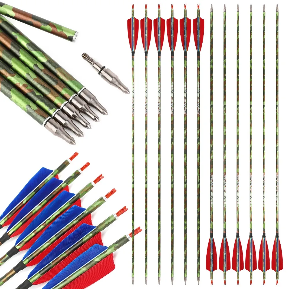 

31.5inch Pure Carbon Arrows 6/12pcs Spine 340 Carbon Arrow Archery ID 6.2mm Recuvre Bow Compound Bow Shooting Hunting Target